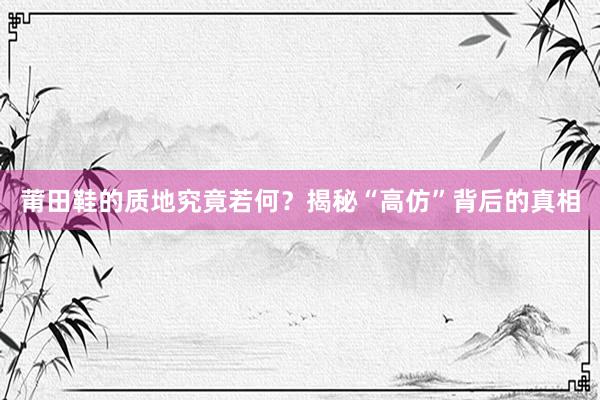 莆田鞋的质地究竟若何？揭秘“高仿”背后的真相